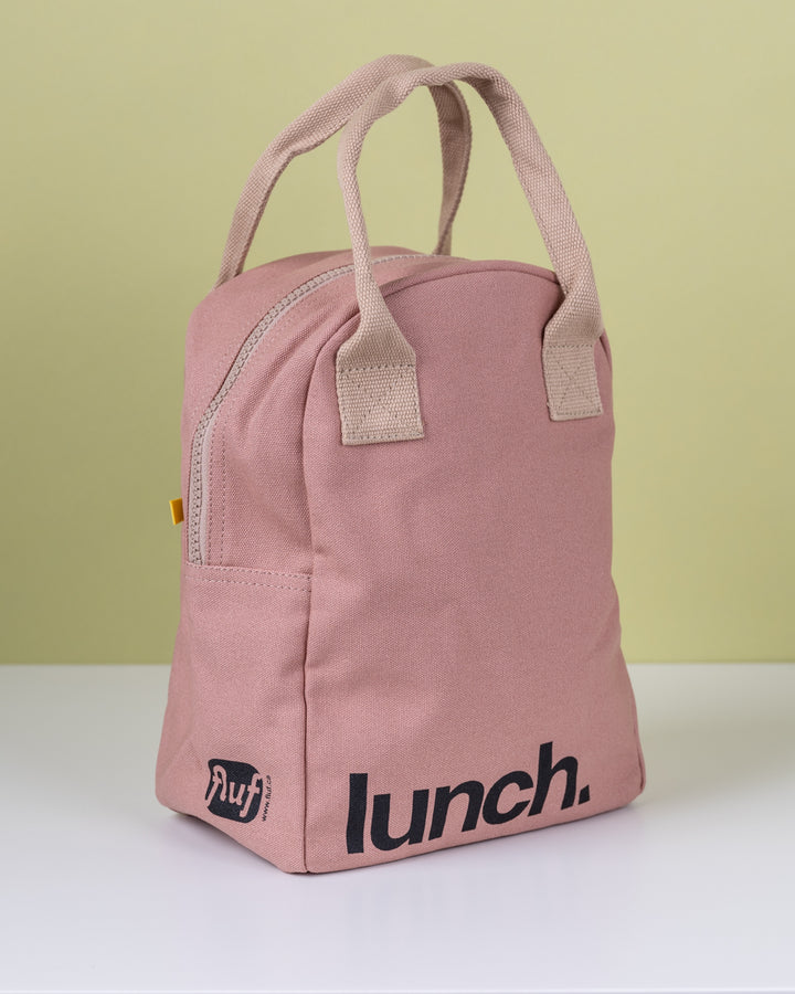 Zipper Lunch Bag - 'Lunch' Mauve / Pink