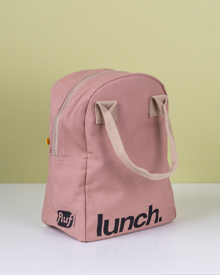 Zipper Lunch Bag - 'Lunch' Mauve / Pink