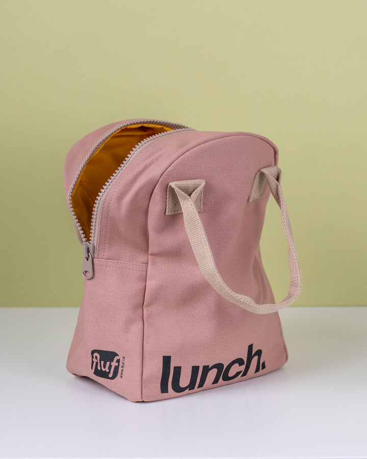 Zipper Lunch Bag - 'Lunch' Mauve / Pink