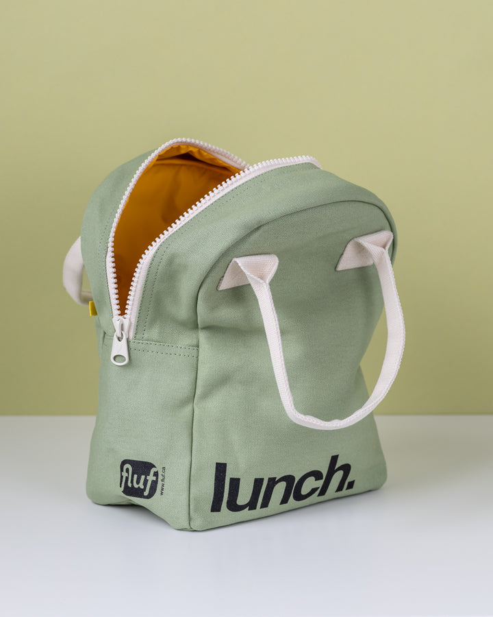 Zipper Lunch Bag - ‘Lunch’ Moss