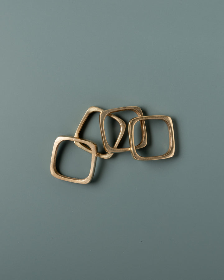 Square Brass Napkin Rings - Set of 4