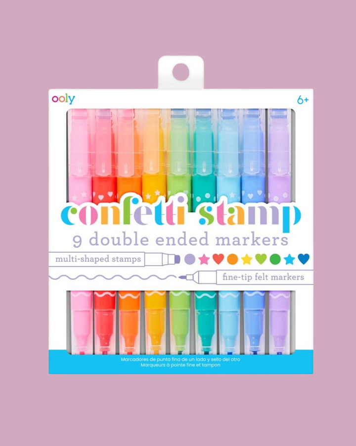 Confetti Stamp Double-Ended Markers - Set of 9